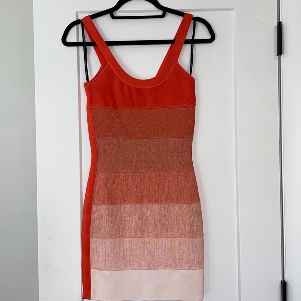 MARCIANO Orange ombré Bandage Dress - Size Small